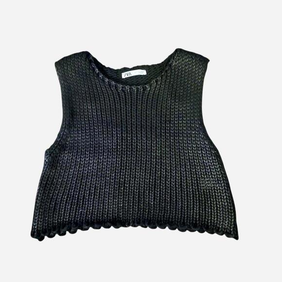 Zara new with tags cropped sweater and Zara navy vest Bundle - Picture 5 of 7